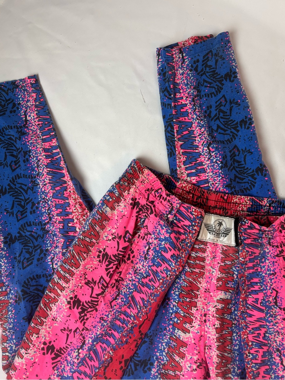 Vintage Tropicana Apparel Hawaii Harem Lounge Surf Pants Neon Gecko Print M/L